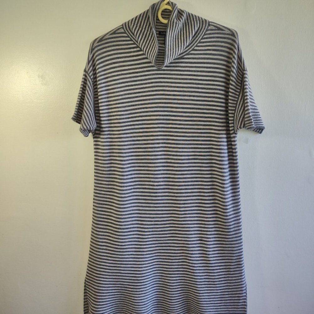 Eileen Fisher Merino Wool Dress Size Small Neutral Stripes Boho Minimalist